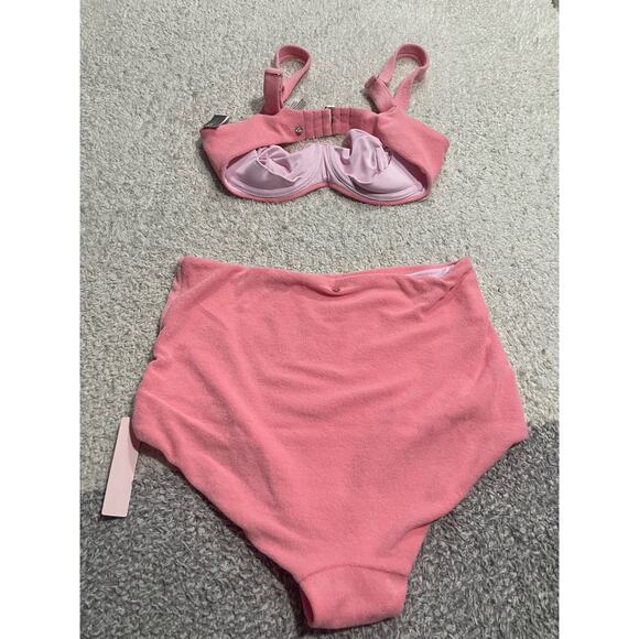 NWT Victorias Secret 2 Pc Bikini 34D/M Essential Triangle Boyshort Bottom Pink - Picture 2 of 16